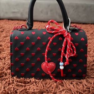 Betsey Johnson Black and Red Heart Mini Bag